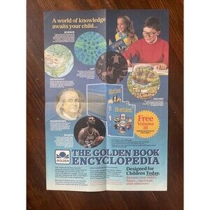 Vintage Golden Books Encyclopedia Color Advertisement Poster Ad